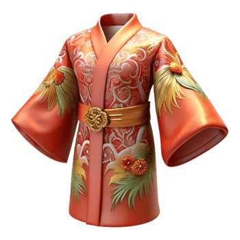 Isometric Rendered Floral Kimono Illustration png