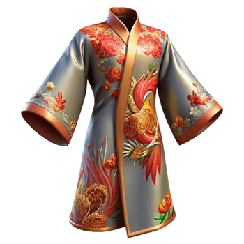 Floral Embroidered Robe with Gold Accents png