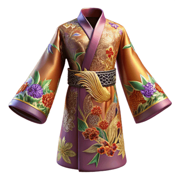 Floral Kimono with Gold Accents png