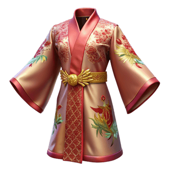 Silk Robe with Floral Design png