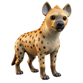 3D Cartoon Spotted Hyena Illustration png
