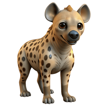 Cute Spotted Hyena 3D Cartoon Render png