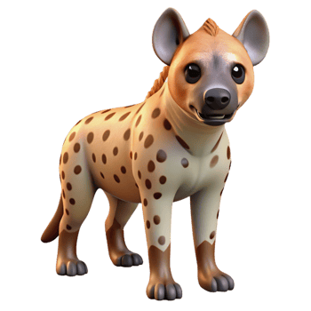 Cute Cartoon Spotted Hyena Isometric Model png