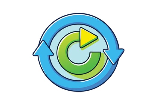 Bright and colorful circular reload arrow icon illustration for design projects and creative concepts vector