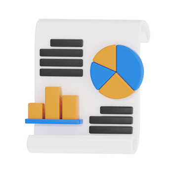 3D Data Report with Pie and Bar Charts - Business Analysis Visualization png
