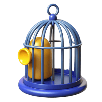 3D Render of a Blue Birdcage png