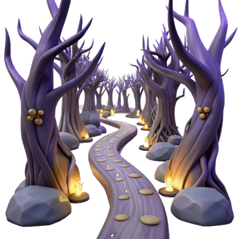 Purple Forest Path with Stone Steps png