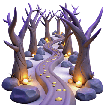3D Purple Path Through Enchanted Forest png