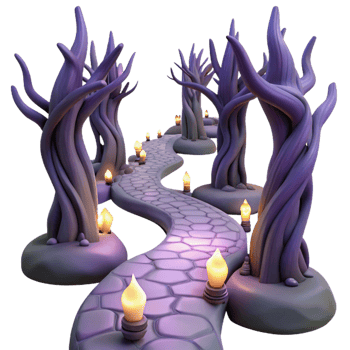 Purple Twisted Trees Stone Path png
