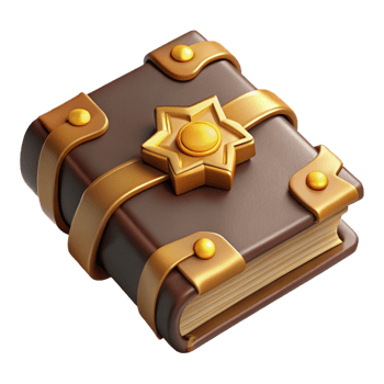 Leather-Bound Book with Gold Clasp and Star png