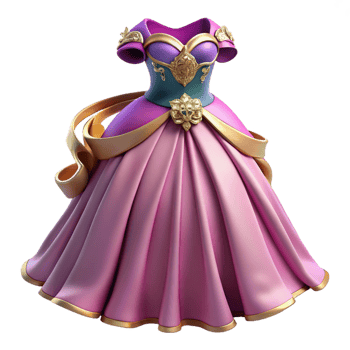 Pink Ball Gown with Gold Accents png