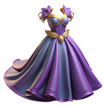 Purple Ball Gown with Golden Accents png
