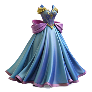 Blue and Purple Ball Gown 3D Illustration png