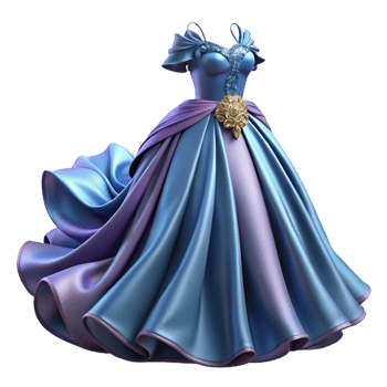 Blue and Purple Satin Dress Illustration png