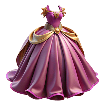Pink and Gold Ball Gown with Draped Skirt png