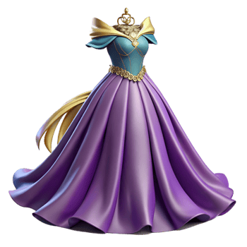 Purple Ball Gown 3D Render png