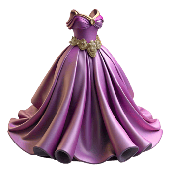 Elegant Purple Ball Gown with Gold Accents png