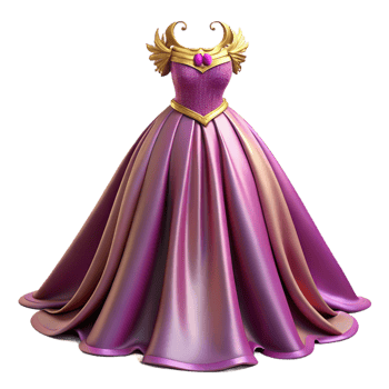Purple and Gold Ball Gown with Wings png