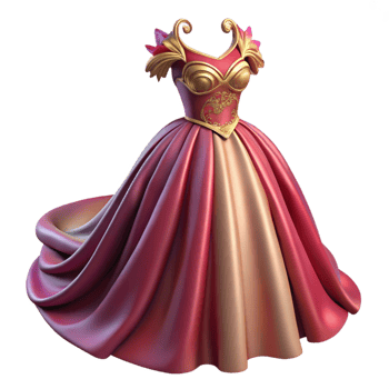 Red Gold Princess Ball Gown png