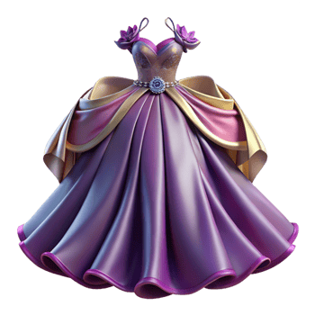 Purple Ball Gown with Gold Trim png