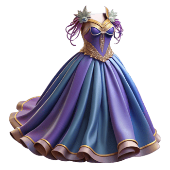Purple and Blue Ball Gown Illustration png