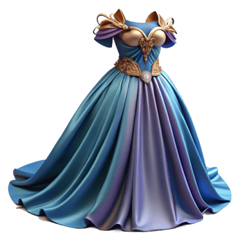 3D Render Blue Gradient Ball Gown Illustration png