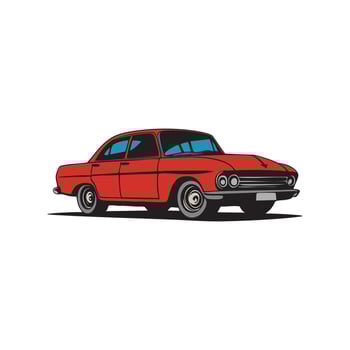 Vintage Red Sedan Illustration vector