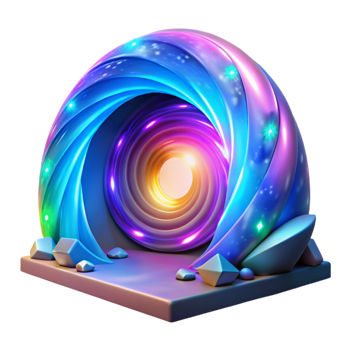 Abstract 3D Design with Glowing Spiral png