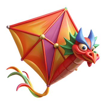 Colorful Dragon Kite Flying png