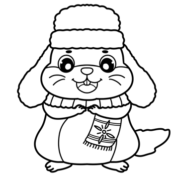 black and white lines, groundhog day illustration. png