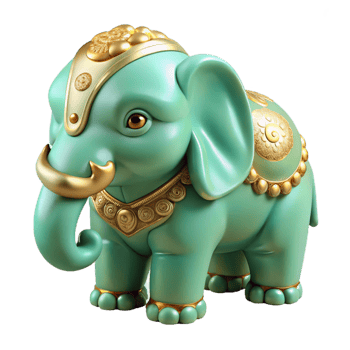Green and Gold Elephant Figurine png