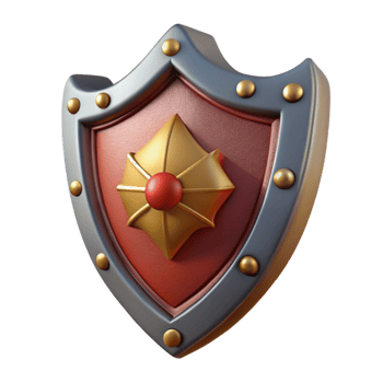 Isometric Shield Icon with Red Gem png