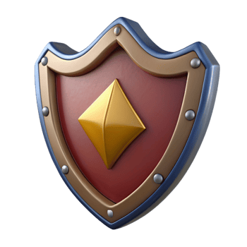 3D Cartoon Shield with Gold Emblem png