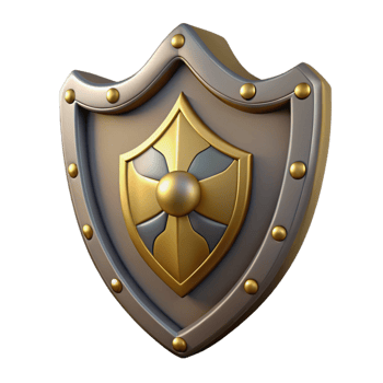 3D Render Gold and Silver Shield png