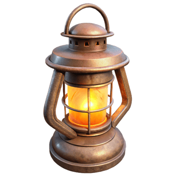 Antique Metal Lantern with Flame png