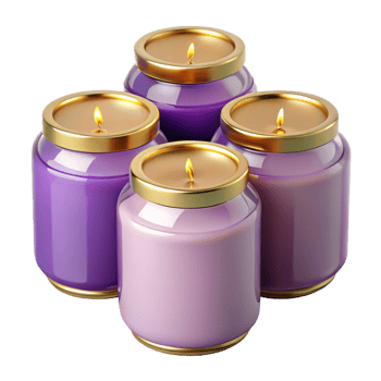 Purple Candles with Gold Lids png