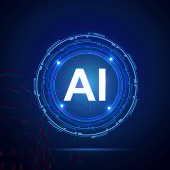 illustration artificial intelligence background or AI logo blue futuristic technology vector