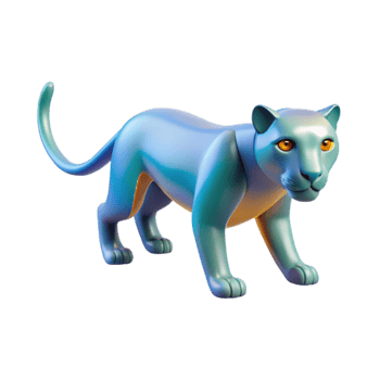 3D Rendered Blue Panther with Yellow Eyes png