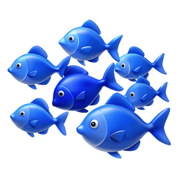 3D Illustration Blue Fish School png