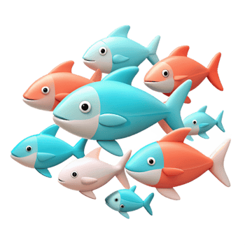 Cute Cartoon Fish 3D Render png