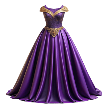 Purple Satin Gown with Golden Accents png