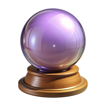 Purple Crystal Ball on Wooden Stand png