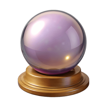 Purple Glass Sphere on Wooden Base png