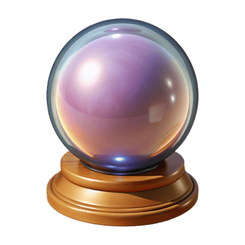 3D Render Crystal Ball With Wooden Base png