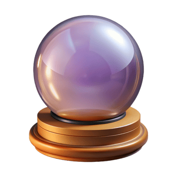 3D Render of a Glass Sphere on a Wooden Base png