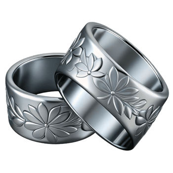 3D Rendered Silver Ring with Floral Design png
