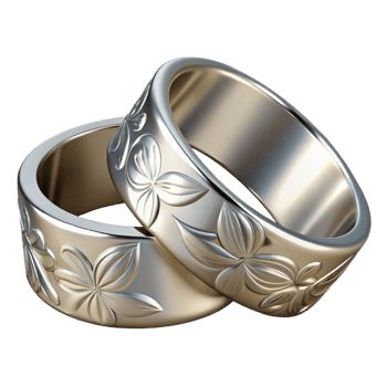 Floral Design Silver Rings png