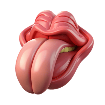 3D Render of Playful Lips and Tongue png