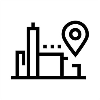 city skyline with pin icon vector
