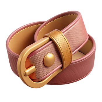 Pink Leather Belt with Golden Buckle 3D Illustration png